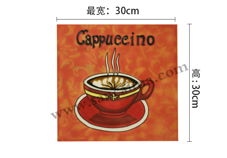 三彩瓷板畫咖啡杯系列尺寸